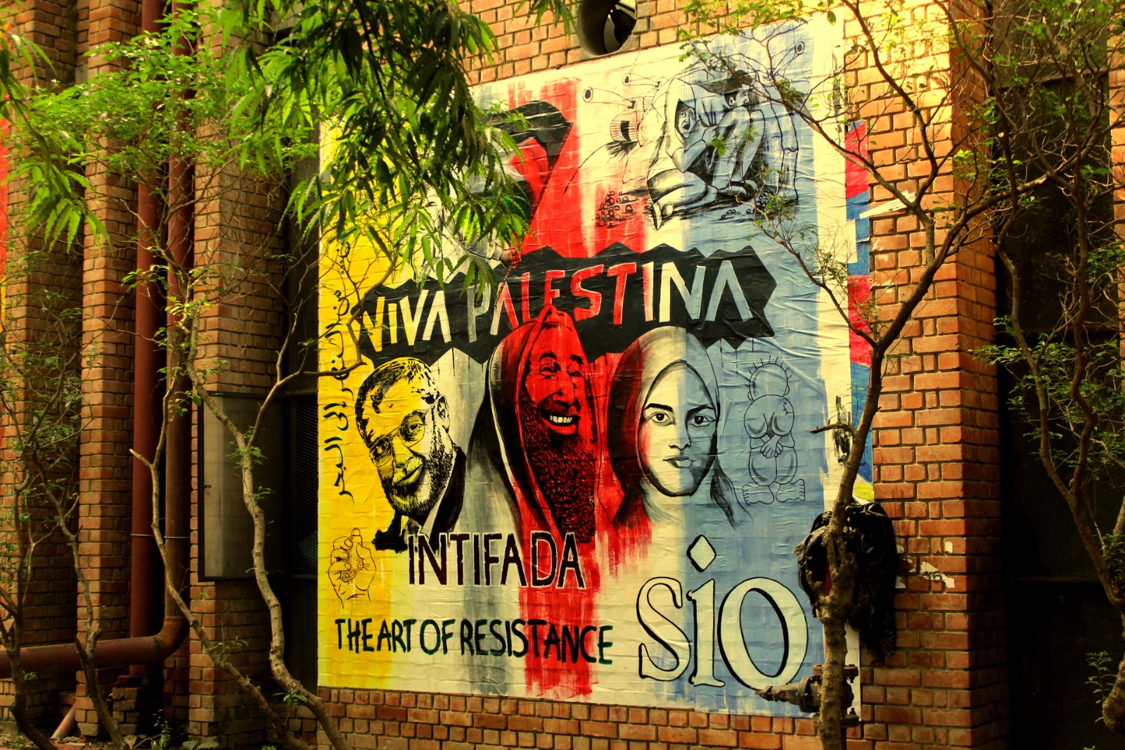 Artistic Poster at JNU to Convey message of peace, harmony, communal amity, deriding oppression and injustice